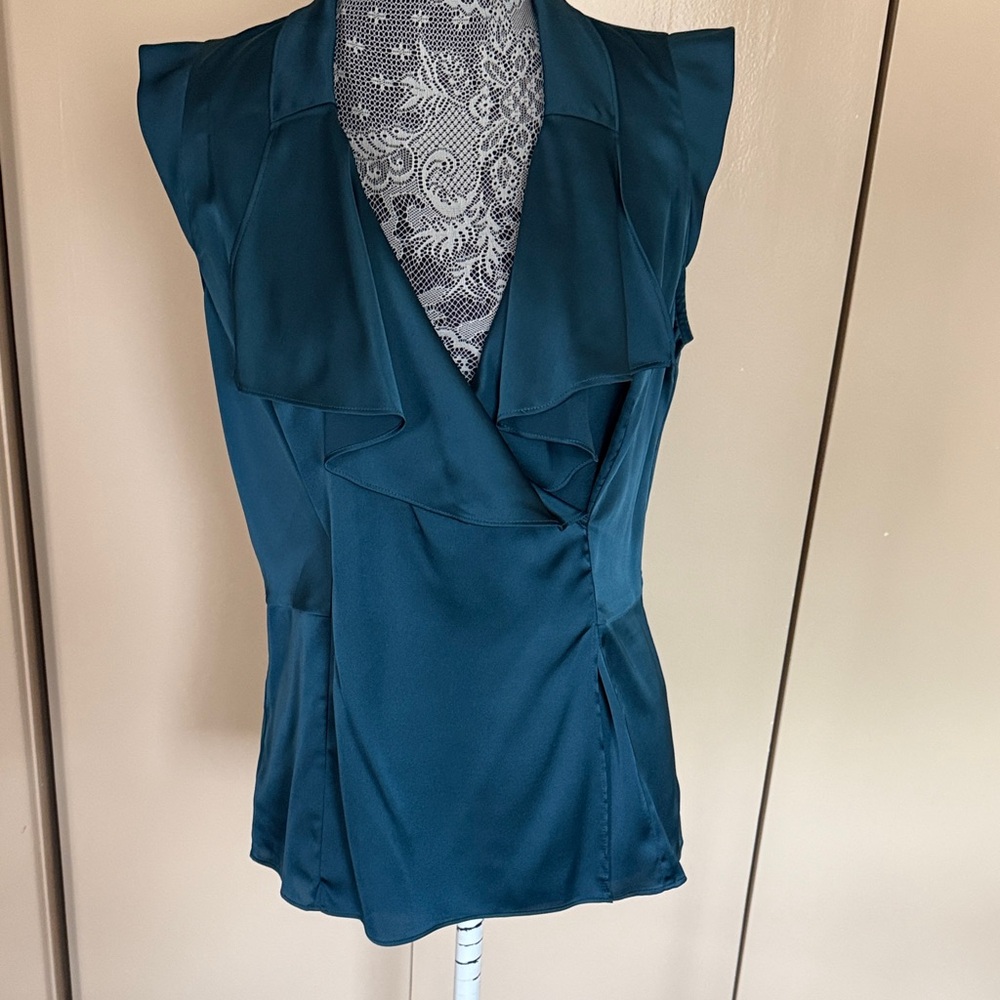 Sleeveless Teal Wrap-Style Women's Top